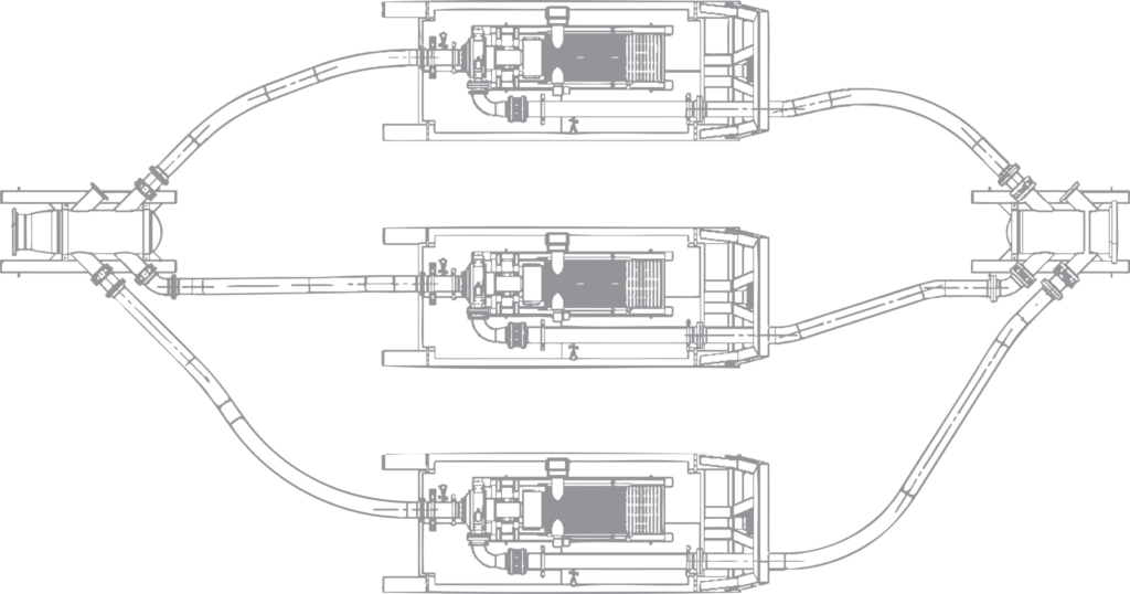 Engineered blueprint of a GPM industrial solution-driven pump.