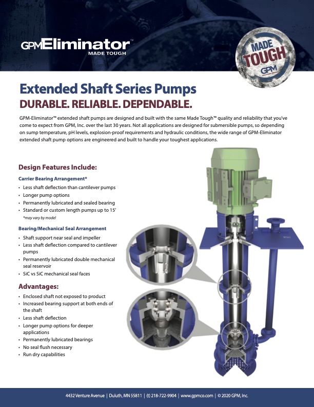 GPM Eliminator Industrial Extended Shaft Series Pumps