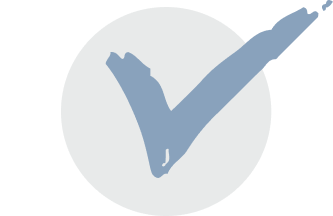 A grey circle with a hand-drawn blue checkmark.