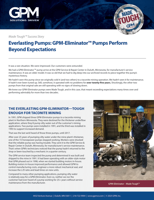 Thumbnail depiciting The Everlasting Pump case study for the GPM-Eliminator