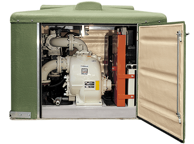 Gorman-Rupp Booster Station with White piping and pumps